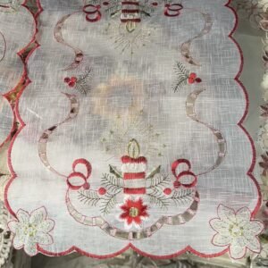 Jacquard fabric placemat with Christmas candle embroidery