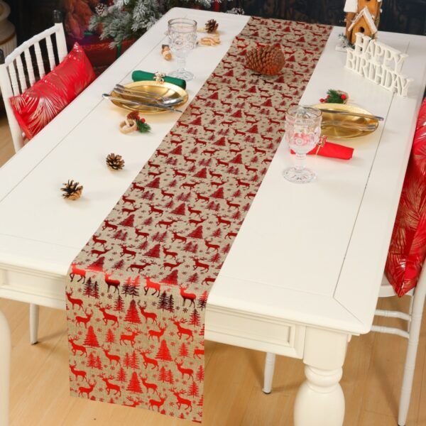 Christmas Reindeer Gold Foil Table Runner (18) Christmas Reindeer Gold Foil Table Runner