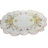 Christmas bell embroidered oval placemat, white cutwork design