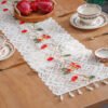 Christmas lace table runner hollow bell tassel white (2) Christmas lace table runner hollow bell tassel white