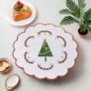 Christmas linen embroidered placemat festive