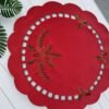 Christmas linen embroidered placemat festive