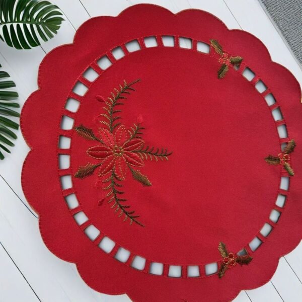 Christmas linen embroidered placemat festive