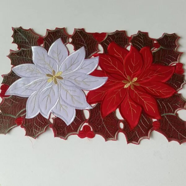 Christmas linen embroidered placemat festive