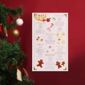 Cotton Christmas napkin with red and green holiday prints
