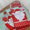 Red cotton Christmas napkin with white snowflake print