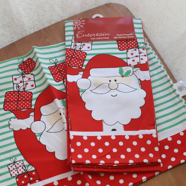 Red cotton Christmas napkin with white snowflake print