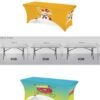 Custom colorful stretch tablecloth w (1) Yellow logo printed table cover for trade shows