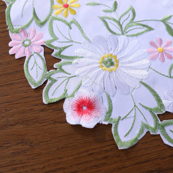 Handmade daisy embroidered round placemat
