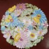Colorful daisy round embroidered placemat with cutwork lace