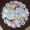 Colorful daisy round embroidered placemat with cutwork lace