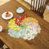 Daisy embroidered round placemat colorful (2) Daisy embroidered round placemat colorful
