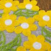 Daisy embroidered round placemat colorful (4) Daisy embroidered round placemat colorful