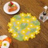Daisy embroidered round placemat colorful (8) Daisy embroidered round placemat colorful