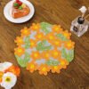 Daisy embroidered round placemat colorful (9) Daisy embroidered round placemat colorful