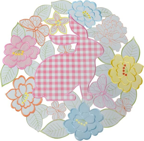 Easter bunny egg embroidered placemat (8) Easter bunny egg embroidered placemat festive round