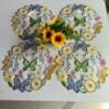 Easter butterfly embroidered placemat handmade round