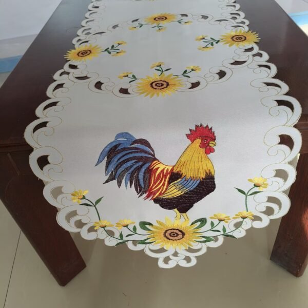 Easter rooster embroidered placemat festive round