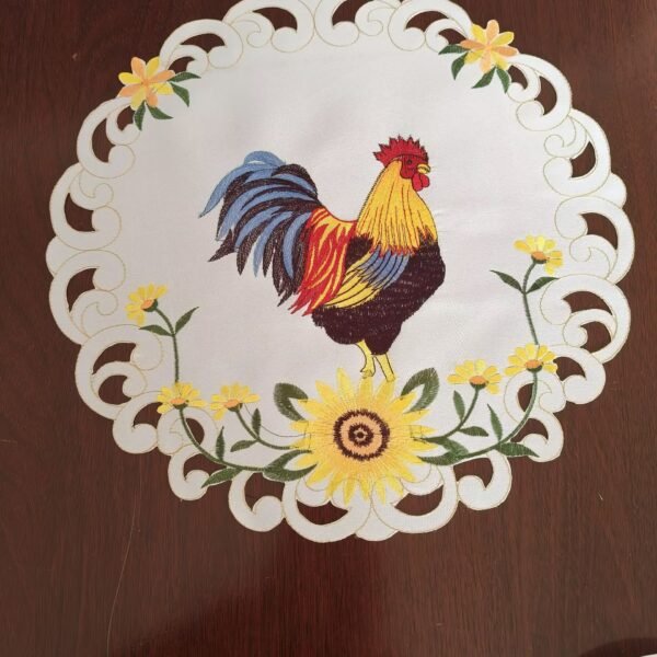 Easter rooster embroidered placemat festive round