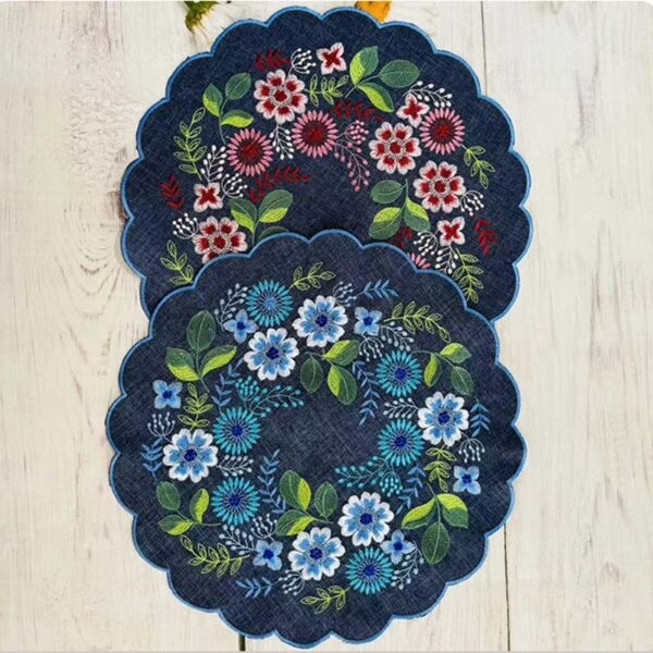 Vintage floral embroidered coaster