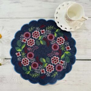 Vintage floral embroidered coaster