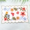 Floral chain stitch embroidered rectangular placemat