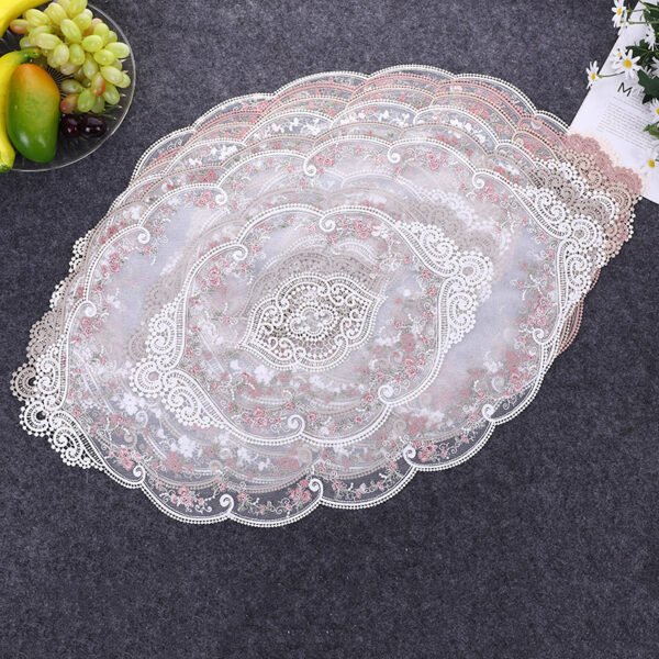 French embroidered lace placemat oval rectangle milk silk