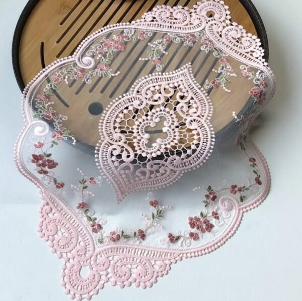 French embroidered lace placemat oval rectangle milk silk