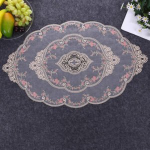 French embroidered lace placemat oval rectangle milk silk
