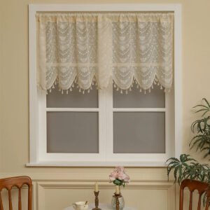French lace café curtain short semi curtain off-white