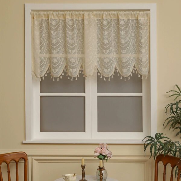 French lace café curtain short semi curtain off-white