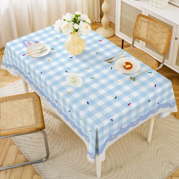 GeoWeave Dopamine PVC Tablecloth – Dreamy Blue and Candy Pop Design (3) GeoWeave Dopamine PVC Tablecloth – Dreamy Blue and Candy Pop Design