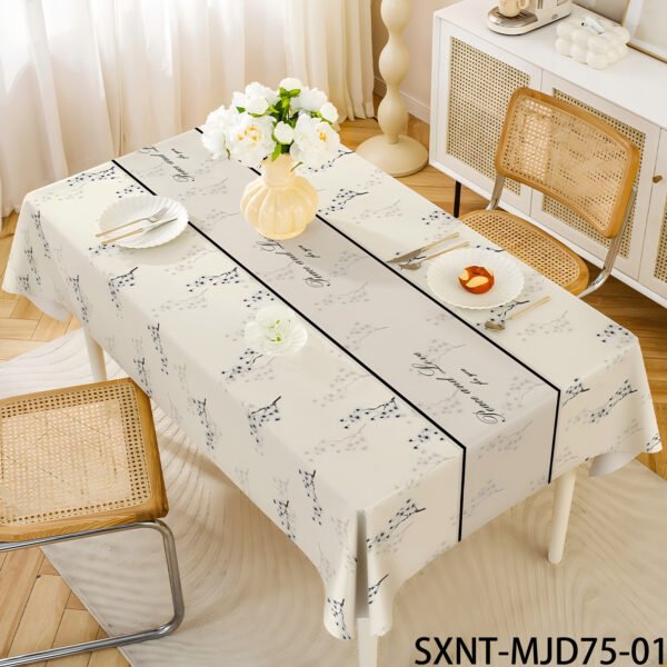 GeoWeave Floral PVC Tablecloth – Beige Green Waterproof Pattern (6) GeoWeave Floral PVC Tablecloth – Beige Green Waterproof Pattern