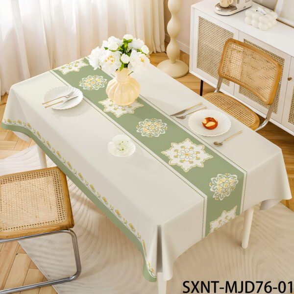 GeoWeave Floral PVC Tablecloth – Beige Green Waterproof Pattern (7) GeoWeave Floral PVC Tablecloth – Beige Green Waterproof Pattern