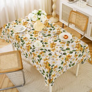 GeoWeave Neutral PVC Tablecloth – Beige Coffee Waterproof Design
