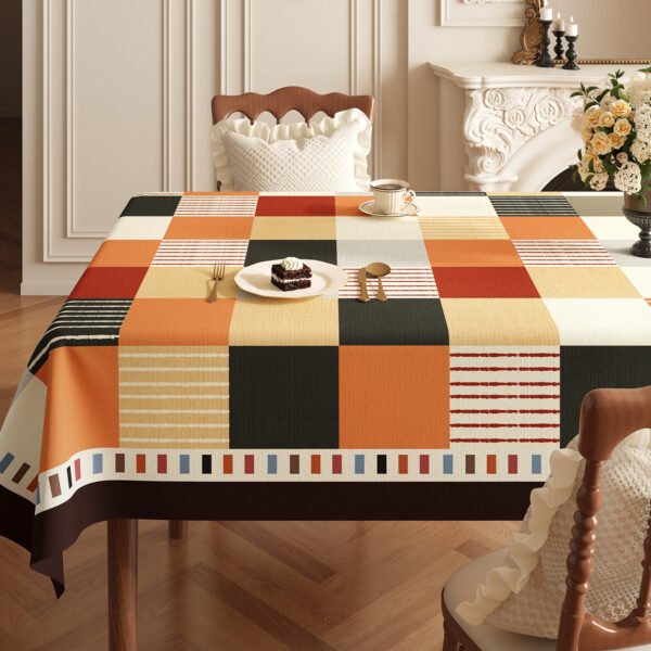 GeoWeave Retro PVC Waterproof Tablecloth – Vintage Floral and Plaid Pattern (1) GeoWeave Retro PVC Waterproof Tablecloth – Vintage Floral and Plaid Pattern