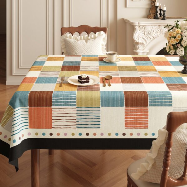 GeoWeave Retro PVC Waterproof Tablecloth – Vintage Floral and Plaid Pattern (4) GeoWeave Retro PVC Waterproof Tablecloth – Vintage Floral and Plaid Pattern