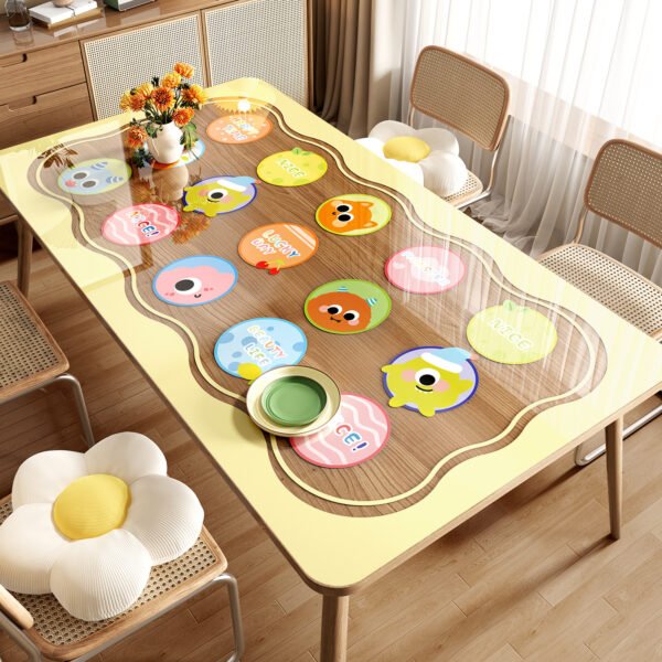 GeoWeave Transparent PVC Soft Table Mat – Clear Waterproof Surface (8) GeoWeave Transparent PVC Soft Table Mat – Clear Waterproof Surface