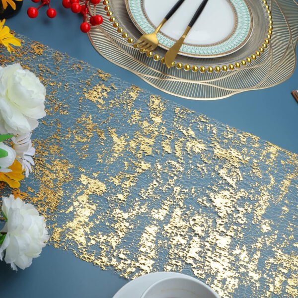 Gold Foil Mesh Table Runner Roll for Wedding Decoration