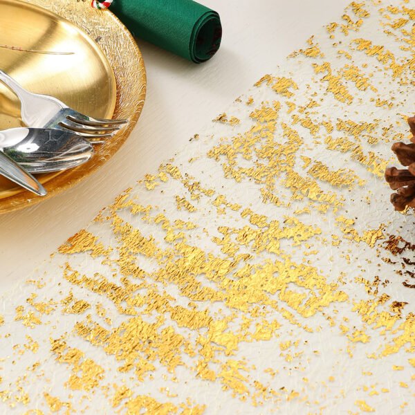Gold Foil Mesh Table Runner Roll for Wedding Decoration