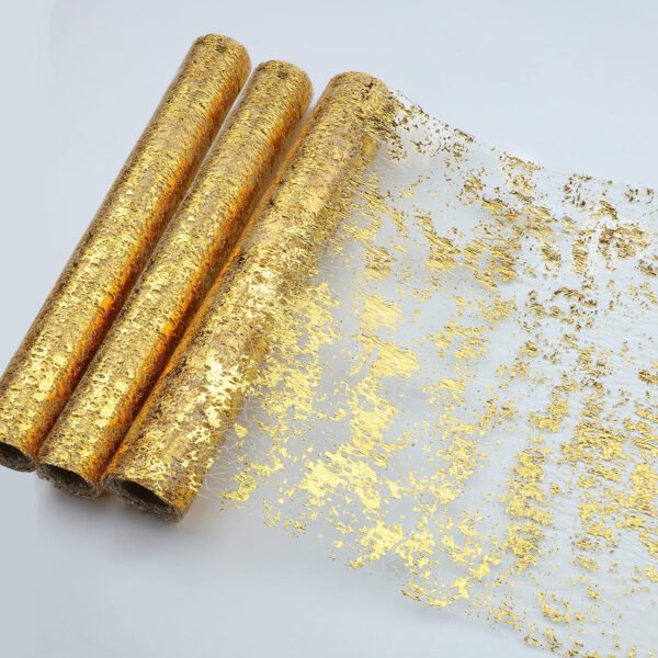 Gold Foil Mesh Table Runner Roll for Wedding Decoration