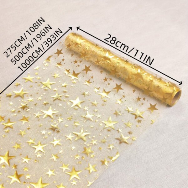 Gold Star Foil Mesh Table Runner