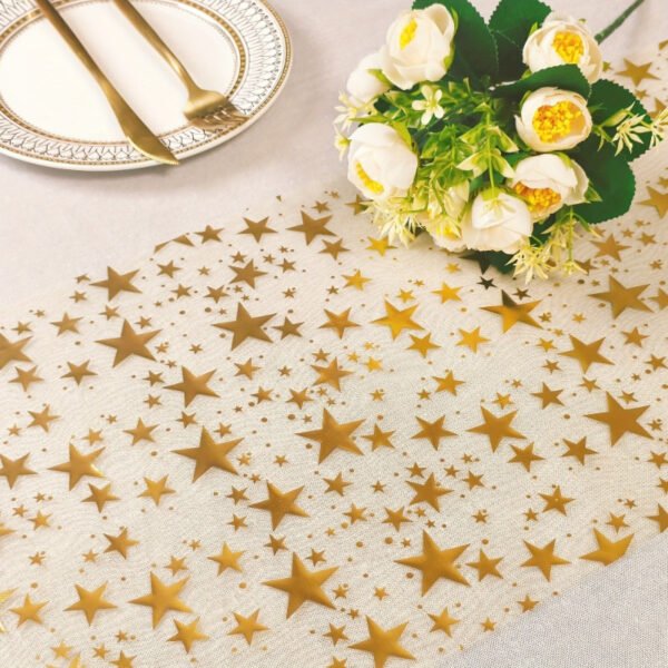 Gold Star Foil Mesh Table Runner