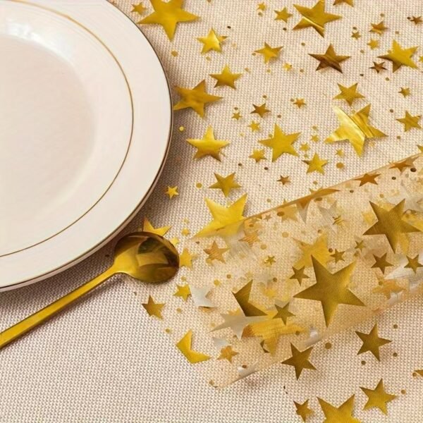 Gold Star Foil Mesh Table Runner