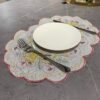 Golden candle embroidered oval placemat, holiday table mat