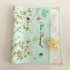 Green butterfly and bunny printed cotton tea towel with embroidered logo sample (1) Green butterfly and bunny printed cotton tea towel with embroidered logo sample