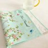 Green butterfly and bunny printed cotton tea towel with embroidered logo sample (2) Green butterfly and bunny printed cotton tea towel with embroidered logo sample
