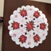 Leaf Pattern Round Embroidered Placemat (6) Round leaf embroidered placemat with lace cutwork