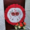 Leaf Pattern Round Embroidered Placemat (7) Round leaf embroidered placemat with lace cutwork