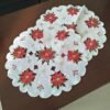 Leaf Pattern Round Embroidered Placemat (8) Round leaf embroidered placemat with lace cutwork